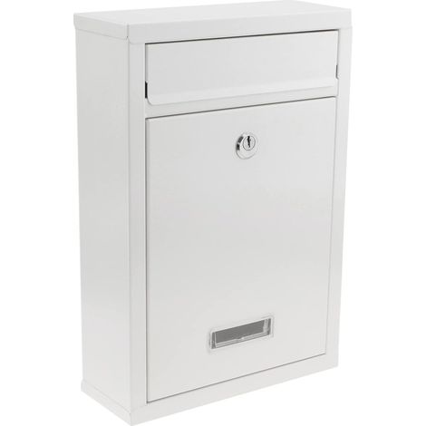 White colored metal mailbox for wall 215 x 82 x 315 mm (1/5)