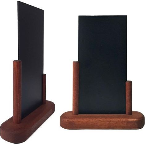 Porte menu de table en bois couleur acajou avec ardoise 20 x 10 cm - Lot de 2 (1/3)