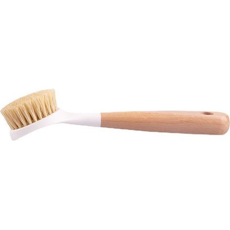 Brosse À Vaisselle - Manche En Bois De Hêtre - Tête Inclinée - Poils En Plastique Recyclé - Pour Évier Et Poêles Antiadhésives - 1 Pièce (1/5)