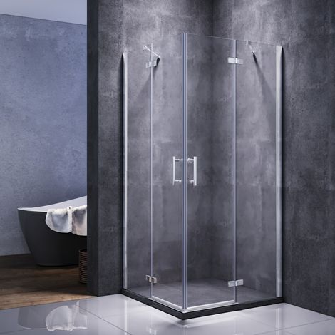 SONNI Duschkabine Duschabtrennung Duschwand Scharniertür Eckeinstieg Dusche NANO Glas 100x90x195cm