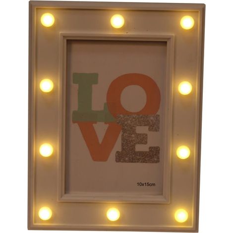 Cornice portafoto con illuminazione a LED, colore bianco elegante, 21x15 cm. (1/3)