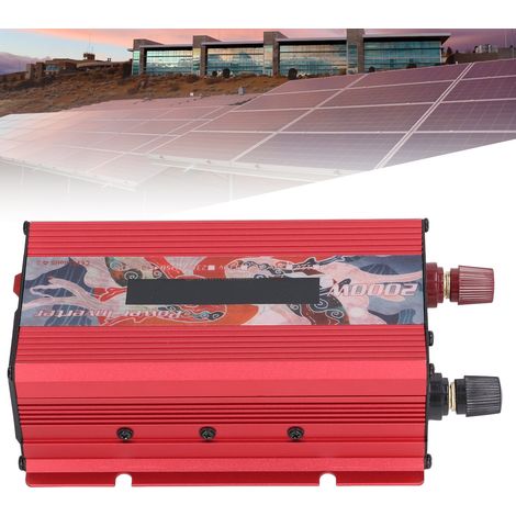 2000-W-Solarwechselrichter für den Außenbereich, modifizierter Sinus-Wechselrichter, 12 V/24 V DC auf 220 V AC, mit 2-A-USB-Anschluss, Lüfter und LCD-Display, rote 12-V-DC-Lampe (1/5)