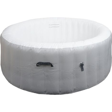 [NEUWERTIG] Whirlpool HHG-359, Ersatz-Pool 4 Personen, In-/Outdoor aufblasbar PVC laminiert, rund Ø180cm grau-weiß (1/5)