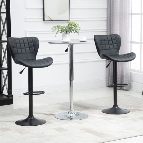 MEUBLIV Lot de 2 tabourets de bar noirs – dossier, réglables, pivotants, en similicuir (1/5)