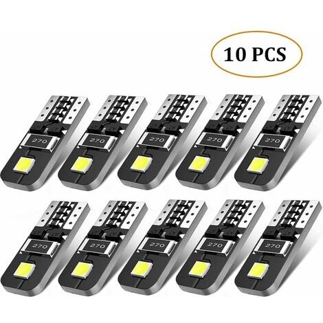 SABIR 10X Ampoules T10 LED Voiture Lampe Xénon 12V Chipsets W5W 2825 6000K Ultra Claire pour Lumière Dôme Carte Côté Marqueur Courtois Feux de Plaque d'immatriculation-12V Blanc