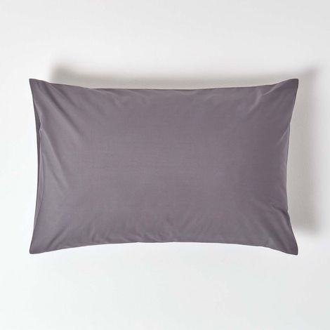 HOMESCAPES Dark Grey Egyptian Cotton Housewife Pillowcase 200 Thread Count, Standard - Dark Grey