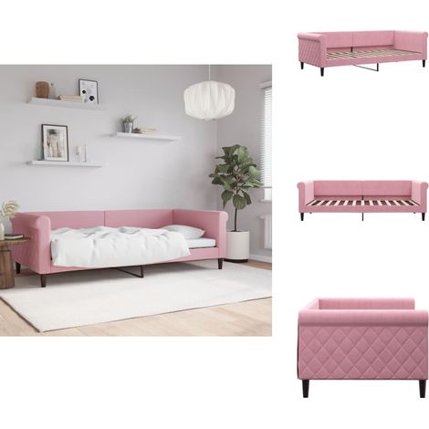 Lit de repos sans matelas rose 90x200 cm velours - Lit De Repos - Lits De Repos - Canapé-lit - Lit D'appoint (1/5)