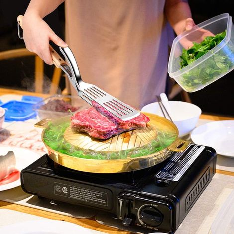 Spatule et pince de barbecue 2 en 1, multifonctionnelle, idéale pour les grillades en extérieur. (1/3)
