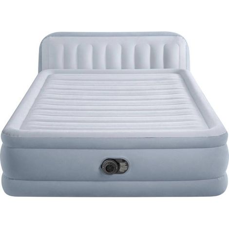 [GEBRAUCHT] B-Ware Intex Luftbett Gästebett Airbed Faserstruktur Queen Kopfteil Blau mit Pumpe (1/2)