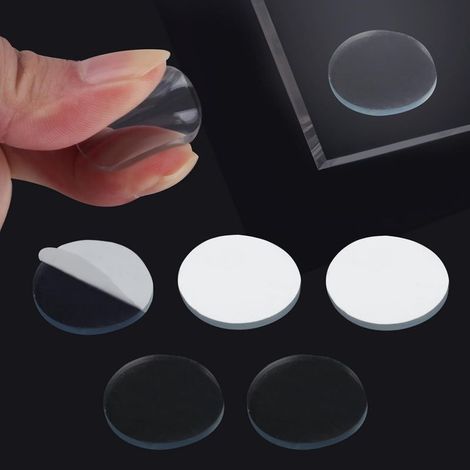 80 Pcs Tampons de Table en Verre, 25 mm x 2,2 mm Table Plateau Verre Anti Dérapant, Entretoises de Dessus de Table en Verre Transparent, Pare-Chocs en Plastique pour Dessus de Table en Verre (1/5)