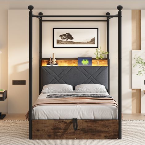 MEUBLIV Cama 90x190 cm negra – almacenamiento hidráulico bajo la cama, sin colchón (1/5)