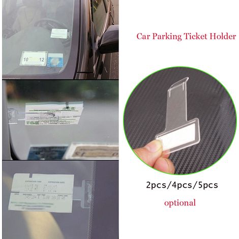 Porte-ticket de stationnement transparent avec clip et ruban adhésif pour pare-brise de voiture (1/5)