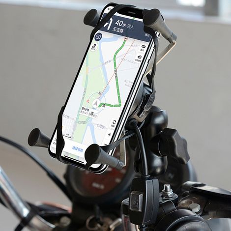 Chargeur sans fil pour moto compatible avec la charge rapide QC3.0, support de téléphone étanche avec interrupteur marche/arrêt. Support de téléphone étanche avec charge rapide. (1/5)