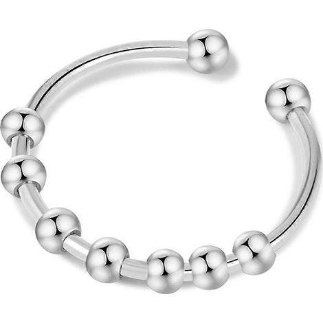 Bague anti-stress en acier inoxydable avec perle pivotante et ajustable