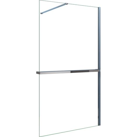AICA Walk in Duschwand 120x200cm 8mm NANO ESG-Glas mit 120cm Duschregal Handtuchhalter Duschtrennwand mit 140cm Stabilisator F130 (1/3)
