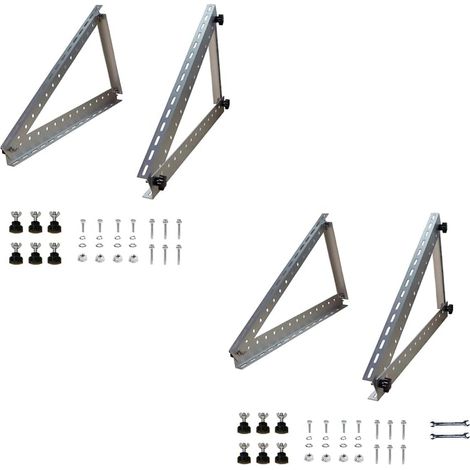 Lot de 2 paires de supports de panneau solaire pour toit plat - Pour panneau solaire - 100 W - 500 W - Angle réglable de 0 à 90° - Pour supports de toit - 114 cm (1/3)