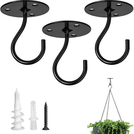 Tres ganchos de techo para colgar plantas - Soportes de pared con ganchos - Para colgar comederos para pájaros - faroles - campanillas de viento - macetas (1/4)
