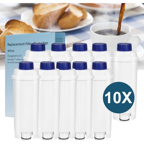 Randaco 10x Filtro de agua para Delonghi compatible para 60 litros de agua para DLSC002 ECAM ETAM EC800 con carbón activado (1/5)