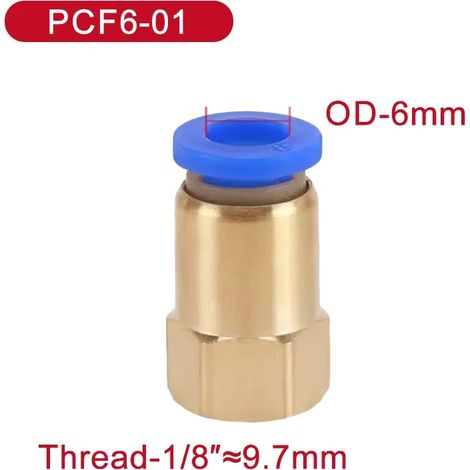 (PCF6-01-5PCS) 5 raccords rapides pneumatiques PCF, filetage femelle, pour tuyau en laiton. (1/5)