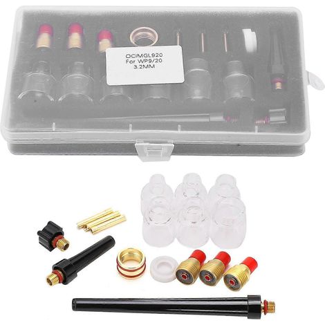 Kit d'accessoires pour chalumeau de soudage, pièces d'usure en laiton, buse en verre de 2 mm pour WP9/20 (1/4)