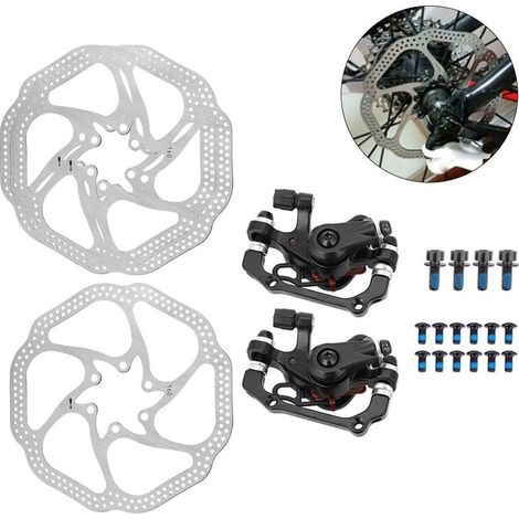 Frein à Disque VTT Mécanique, Kit Complet Avant/Arrière avec Rotors 160mm (1/4)