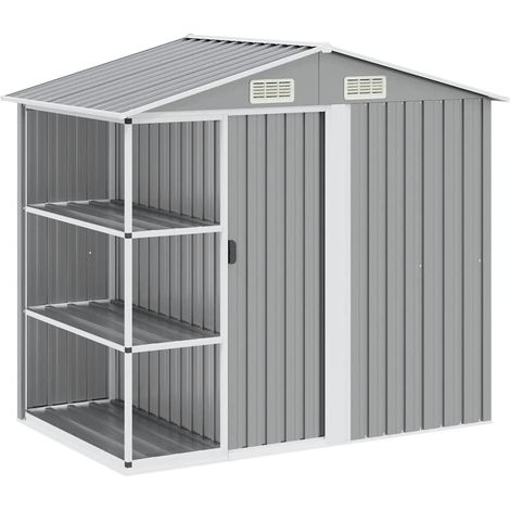 Abri de jardin avec étagère Gris 205x130x183 cm Fer