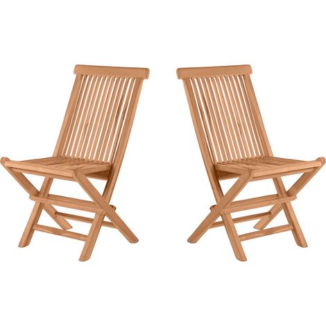 Chaise de jardin pliable en teck massif naturel (lot de 2) Eoline (1/5)