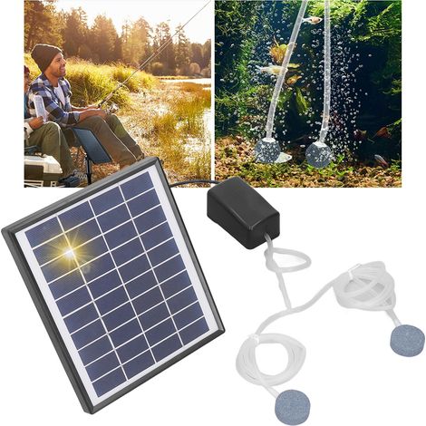Pompe à air solaire miniature 10 V 6 W CC, pompe à oxygène solaire pour fontaine à air avec pierre à air (1/5)