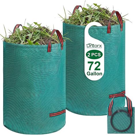 Bolsas de residuos de jardín, sacos de residuos de jardín, bolsas verdes de recogida de césped, hojas y restos (1/5)