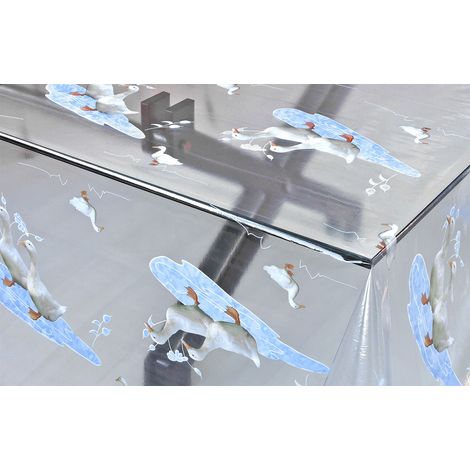 Tovaglia Trasparente Moderna Antimacchia Varie Misure Fantasie Plastificata PVC Copri Proteggi Tavolo su Misura MOD.Kristal Stampato (D) - 140x140 Cm