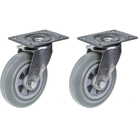 Ruote in gomma grigia 160 mm in acciaio inox - Confezione da 2