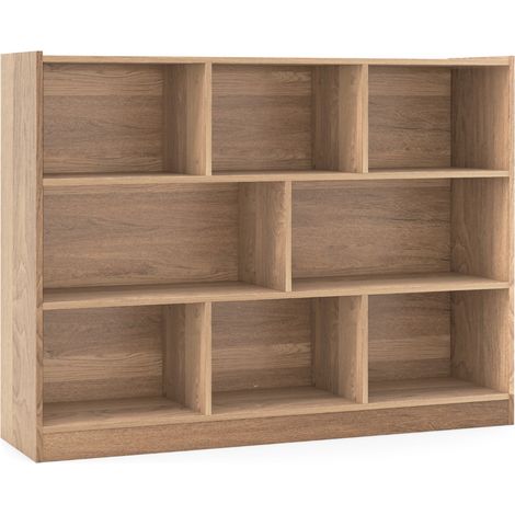 Libreria a 3 livelli in legno, Mobiletto espositore moderno a 8 cubi da salotto camera da letto studio Naturale (1/5)
