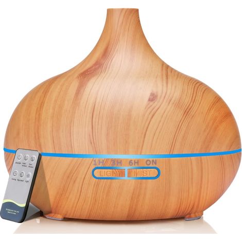 Diffuseur d’arômes bois clair 500 ml, humidificateur ultrasonique grande capacité avec arrêt automatique, aromathérapie maison salon bureau (1/5)