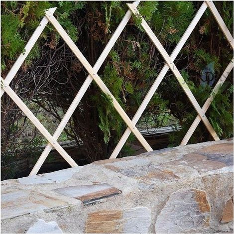 Clôture en treillis bois extensible 90 x 180 cm – Résistante aux intempéries – Pour séparation d'espaces et soutien plantes grimpantes - BOIS 90 X (1/2)