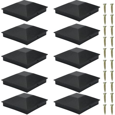 Wood Fence Post Caps 10 Pack – 102x102mm 4x4 Inch UV Water Resistant Plastic – Protects Posts from Cracking Rotting – Outdoor Post Covers (1/5)