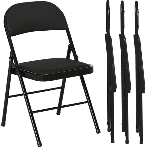 4er-Set Klappstühle mit Polyesterbezug, Stahlgestell, Schwarz
