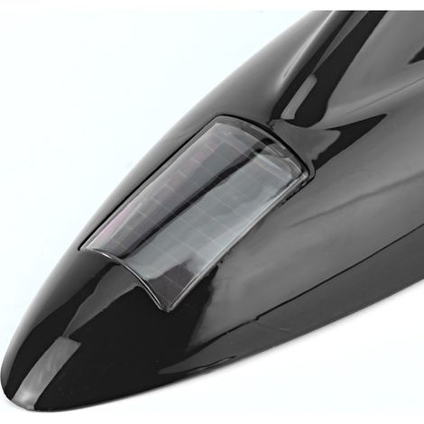 Antenne aileron de requin pour voiture avec radio, feu stroboscopique à énergie solaire, feu d'avertissement LED de prévention des collisions arrière, 12 LED (livré avec batterie), noir. (1/5)