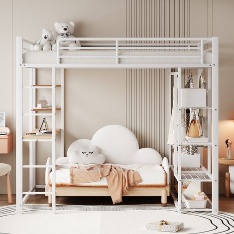 Bett Doppelbett Bettgestell mit Schreibtisch 140x200 OKMYHOME (1/5)
