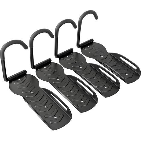 Set di 4 supporti murali per biciclette, ganci da muro per appendere le bici, per interni ed esterni, 25,5 x 10,5 x 4 cm, nero (1/5)