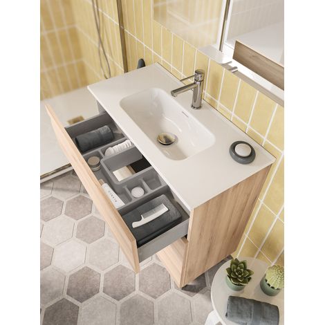 ROYO VITALE Mueble de Baño con Lavabo Fondo Reducido 3 Cajones Beige Nature - Medida: 60 CMS - ref: C0072373 (1/2)