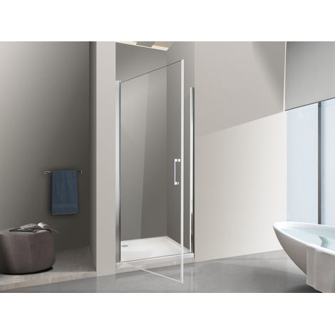 Nala – Porte de douche à battant 8 mm – Installation en niche H.200 – Réversible 64-68 cm – Verre trempé Easy-clean – Charnières pivotantes