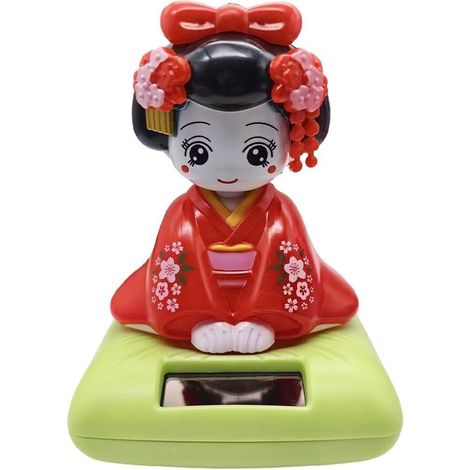 Ornement De Tableau De Bord De Voiture : Poupée Kimono, Maiko Japonaise À Tête Penchée, Accessoire De Décoration Intérieure. (1/5)