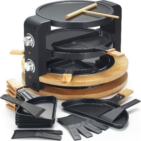 Raclette - Grill - Crêpes für 8 Personen - 1500 W mit Holzpfannen und Pfannenhalter - Kitchenchef (1/4)