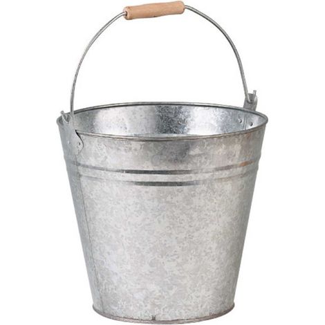 Aubry Gaspard – Seau rond en zinc 8L – Diamètre 26 cm – Hauteur 24 cm – Poignée amovible pour transport facile