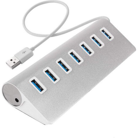 Concentrador USB 3.0 Herfair de 7 puertos - Transferencia de datos de alta velocidad - 4 puertos USB - Divisor USB (7 puertos) (1/4)