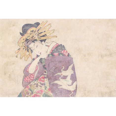 Papier peint panoramique élégant pour salon Tapisserie panoramique originale idéale pour bureau Papier peint panoramique japonais rose (1/2)