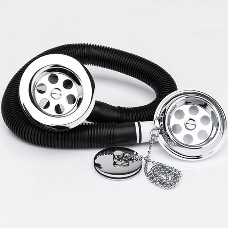 Nuie Retainer Bath Waste with Overflow including Brass Ball Chain and Plug - E347 (1/5)