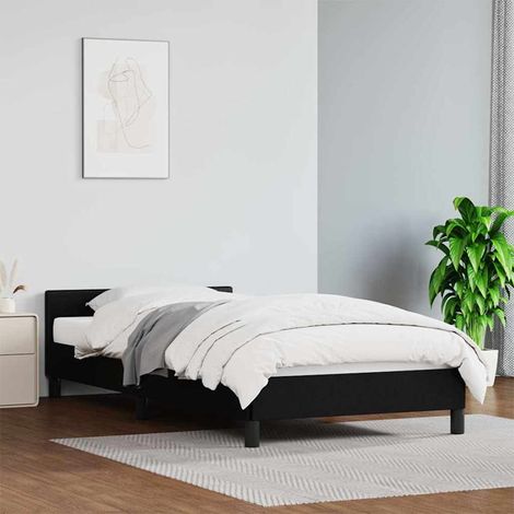 Lit simple pour adulte avec tête de lit - Cadre de lit Noir 80x200 cm Similicuir BV719305 - BonneVie (1/5)