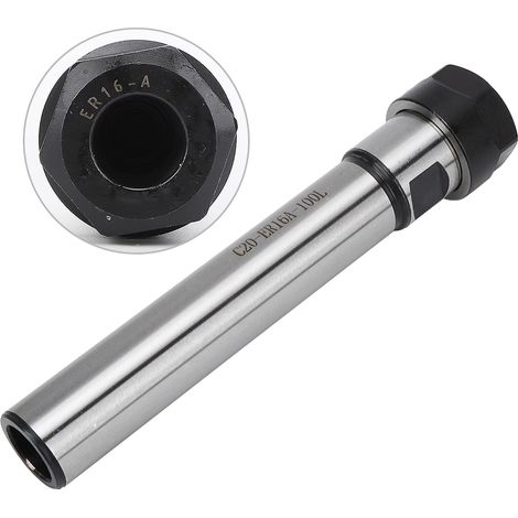 Porte-mandrin à pince, tige d'extension droite, acier allié au chrome-molybdène ER16A-100L (C20) (1/5)