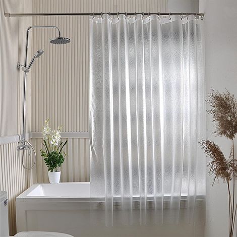 Ahlsen Rideau Douche Anti Moisissure, Rideau de Salle de Bain, Rideau de Douche Imperméable, Rideau de Baignoire, Rideau de Douche Séchage Rapide, Aux Douches et Bains, 180 x 200cm, avec 12 Crochets (1/5)
